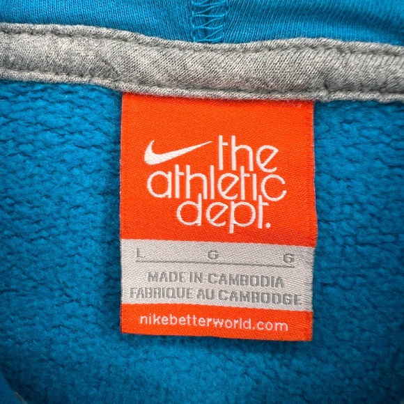 Nike Athletic Dept Full Zip Hoodie Men Large Teal Blue Swoosh Athleisure Fleece - Picture 5 of 11